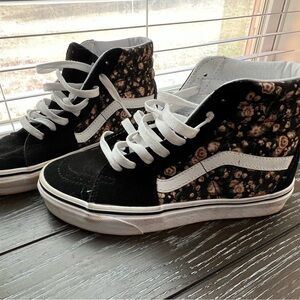Vans Black and Floral High-Tops